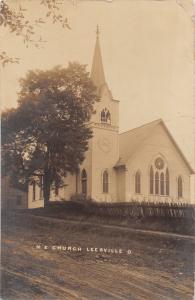 E84/ Leesville  Ohio RPPC Postcard c1910 M.E. Church Building 18