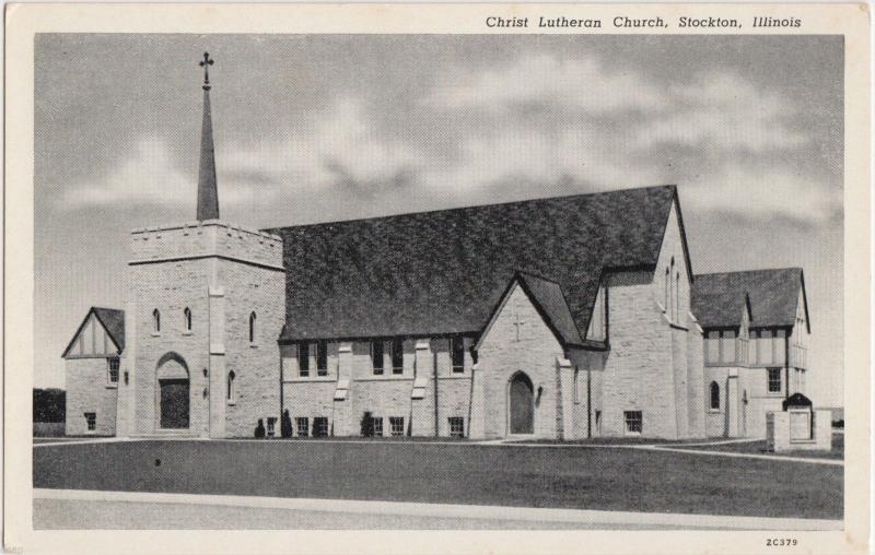 Old STOCKTON Illinois Ill Postcard CHRIST LUTHERAN CHURCH