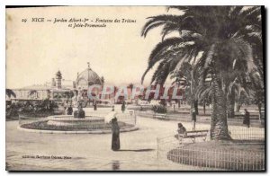 Postcard Old Nice Jardin Albert I Fountain of the Tritons and Jetee Promenade