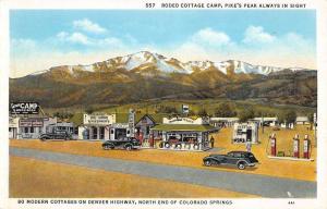 Colorado Springs Colorado Rodeo Cottage Camp Pikes Peak Antique Postcard K92354