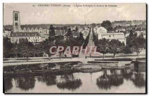 Old Postcard Chateau Thierry L & # 39Eglise St Crepin and Avenue de Soissons