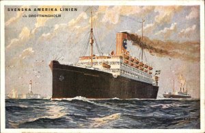 Steamship Boats, Ships Drottingholm Svenska America Line c1900s-20s Postcard