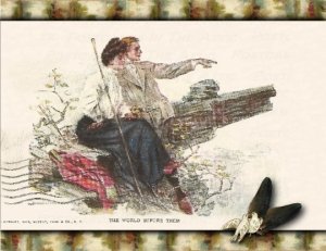 Single Postcard with Vintage Look, Couple on a Romantic Hike, Post Card