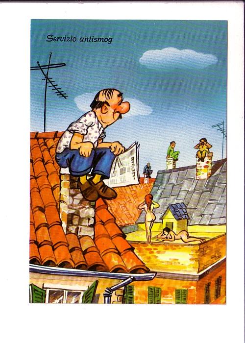 Comic Cartoon, Men Watching Women Nude Sunbathing, Italy