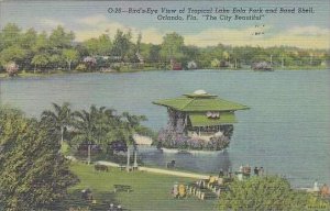 Florida Orlando Birds Eye View Of Tropical Lake Eola Park And Band Shell The ...