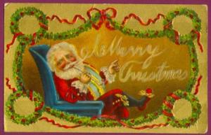 SANTA in Smoking Jacket, Knickers & Slippers with Pipe