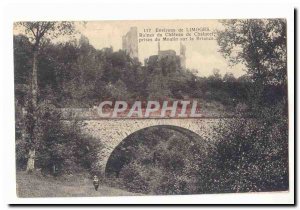 Around Limoges Old Postcard Ruins of the castle Chalucet taken from the mill ...