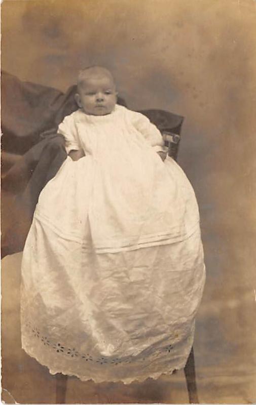 Little baby in big dress Evelyn 2 months old Child, People Photo Writing on b...