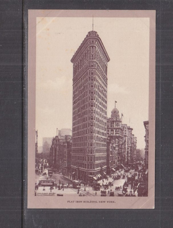 NEW YORK, FLATIRON BUILDING, TRAMS, c1910 ppc., unused.