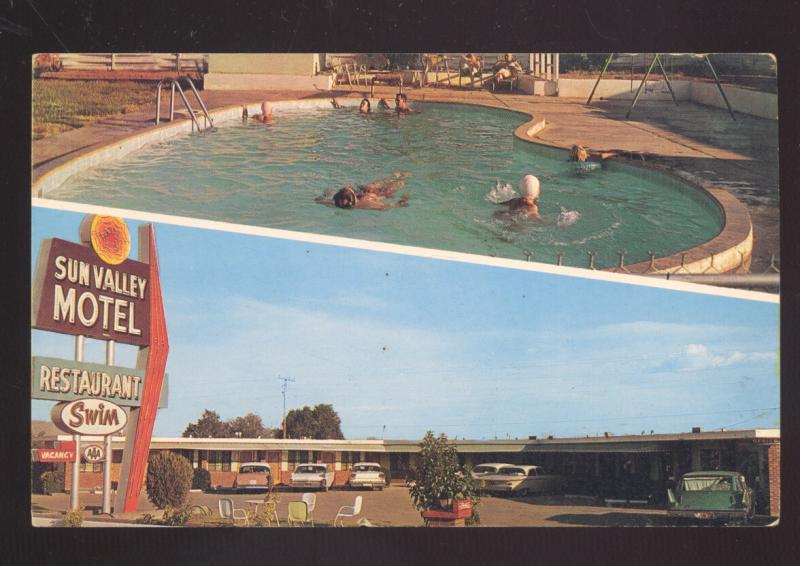 VAN HORN TEXAS 1950's CARS SUN VALLEY MOTEL RESTAURANT ADVERTISING POSTCARD