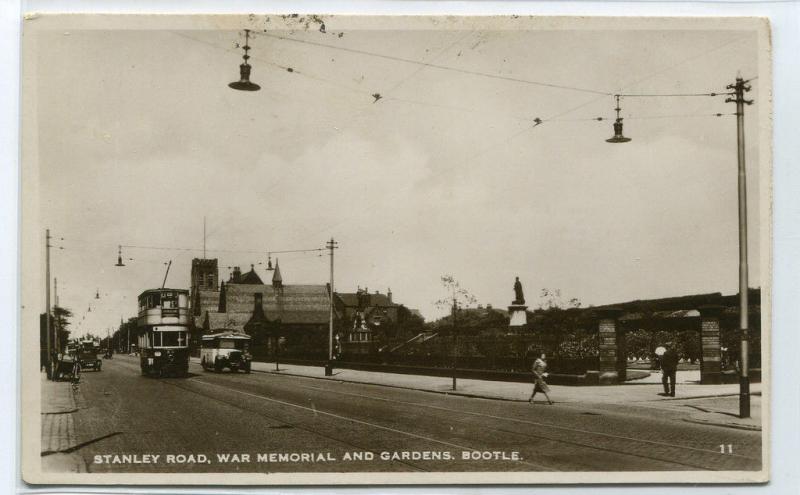 Stanley Road War Memorial Gardens Bootle Merseyside UK RPPC real photo postcard