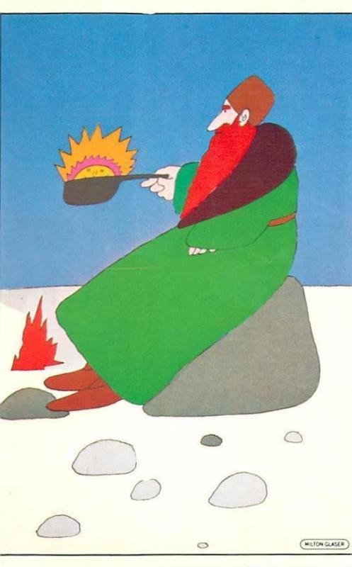 Postcard Painting Milton Glaser Slavic Cake Cooked in Butter Blini Rus   # 3717A