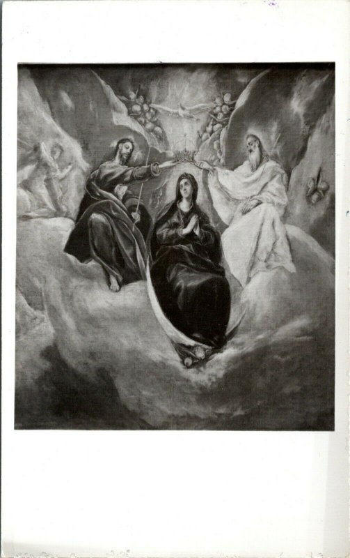 postcard art rppc spain El Greco - La Coronacion de la Virgen - Museo del Prado