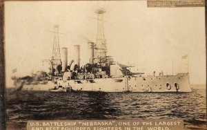 RPPC US Battleship Nebraska Navy Military WWI c1910s Vintage Postcard