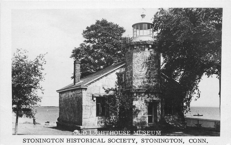 1940s Stonington Connecticut Lighthouse Museum RPPC Real photo postcard 12665