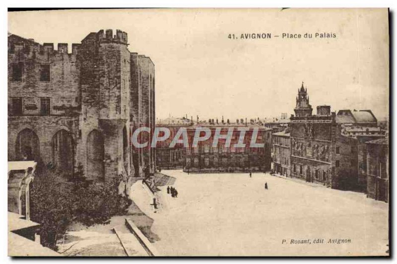 Old Postcard Avignon Place Du Palais