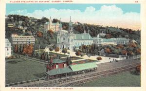 Ste Anne de Beaupre Quebec Canada~Bird's Eye View~Depot in Foreground~1920s Pc