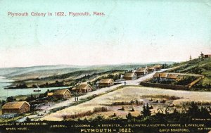 Vintage Postcard 1907 Colony Houses in 1622 Plymouth Massachusetts A.S. Burbank