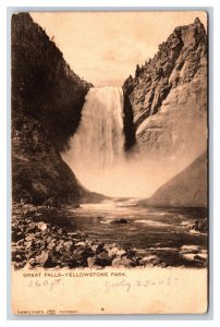 Great Falls Yellowstone ParkWyoming WY UNP Haynes Sepia UDB Postcard O16