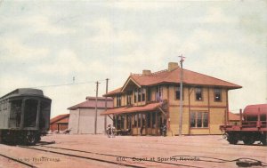 Postcard C-1910 Railroad Depot Nevada Sparks Holderness occupation 23-12946