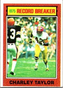 1976 Topps Football Card '75 Record Breaker Charley Taylor Redkins sk4679