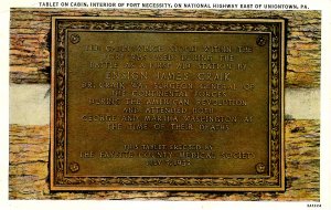 PA - Uniontown, Fort Necessity. Tablet on Cabin