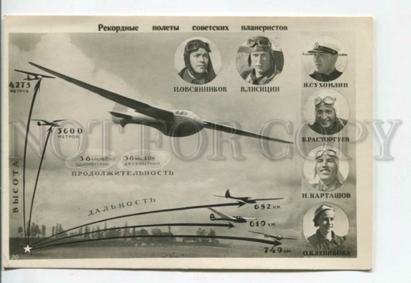 440305 Soviet aviation long-distance flights pilots Ovsyannikov 1939 agitational