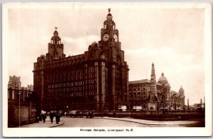 Princes Parade Liverpool Building Tower With Clock Real Photo RPPC Postcard