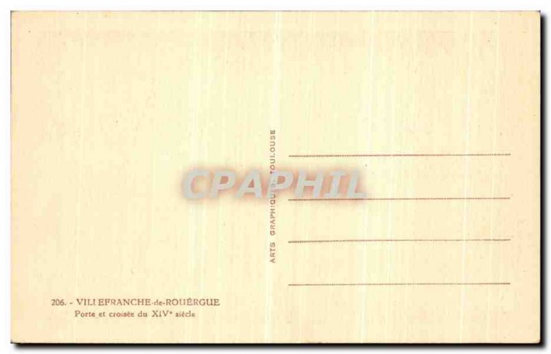 Old Postcard Villefranche de Rouergue Gate and Cross
