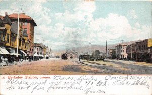 G26/ Berkeley Station California Postcard 1907 Locomotive Railroad Depot