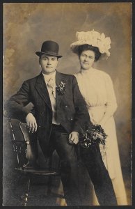 Formally Dressed Man & Lady RPPC Unused c1910s