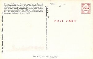 Chicago, IL Helicopter Airways, Sikorsky S-58C ,O'hare to Downtown, Old Postcard