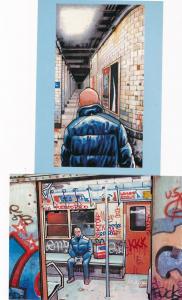 (6 cards) Subway Series by Spanish Comic Artist Pepe Moreno Prints on Postcards