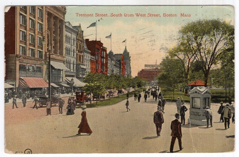 Boston, Mass, Tremont Street South from West Street