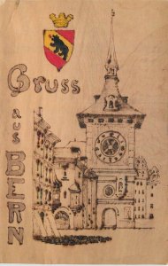 Switzerland Berin wood Burn Crest Postcard artist impression 22-8480