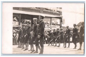 US Navy Sailor Postcard RPPC Photo Street Dance Parade c1910's Unposted Antique