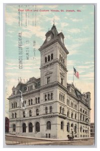 St. Joseph Mo. Missouri Post Office & Custom House Postcard c1913 Postmark