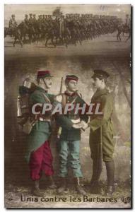 Old Postcard US Soldiers against barbarian Cossacks Patriotic Army