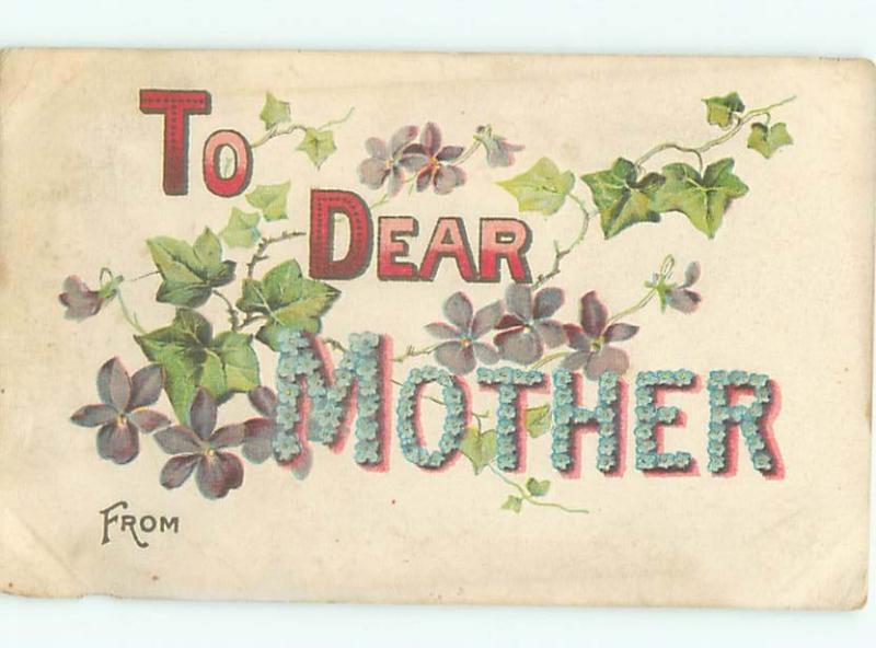 Pre-Linen TO DEAR MOTHER - SPELLED IN BIG FLOWER LETTERS AC4145