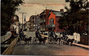 Postcard Une Vue Pittoresque Dog Teams Ste. Anne de Beaupre, Quebec, Canada