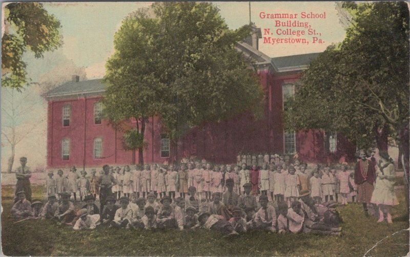 Postcard Grammar School Building N College St Myerstown PA