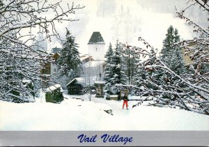 Colorado Vail Village Clock Tower In Winter 1990