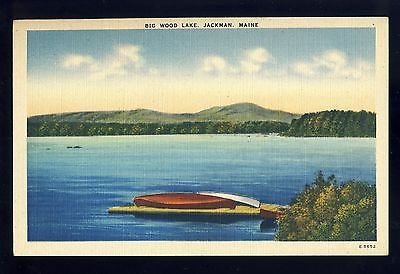 Beautiful Jackman Maine/ME Postcard, Big Wood Lake, Canoes
