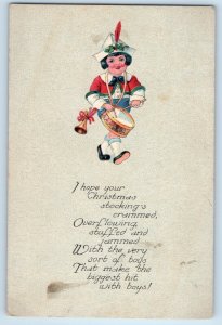 c1910's Christmas Boy With Drummer Lisbon New Hampshire NH Antique Postcard