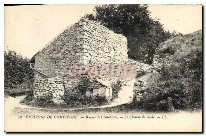 Old Postcard Around Compiegne Ruins Champlieu The walkway