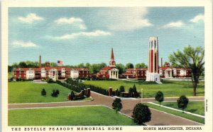 1938 Estelle Peabody Memorial Home North Manchester IN Postcard PC