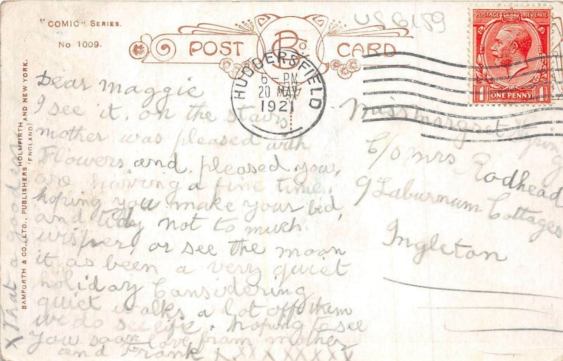 US6159 couple kissing  comic postcard uk artist signed