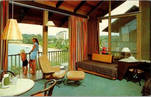 Pali Kai Cottage Interior Kauai Surf Resort Kalapaki Beach HI Vtg Postcard I41