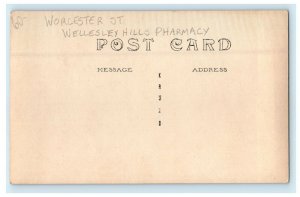 1912 Worcester St. Wellesley Hills Pharmacy Massachusetts MA RPPC Photo Postcard 