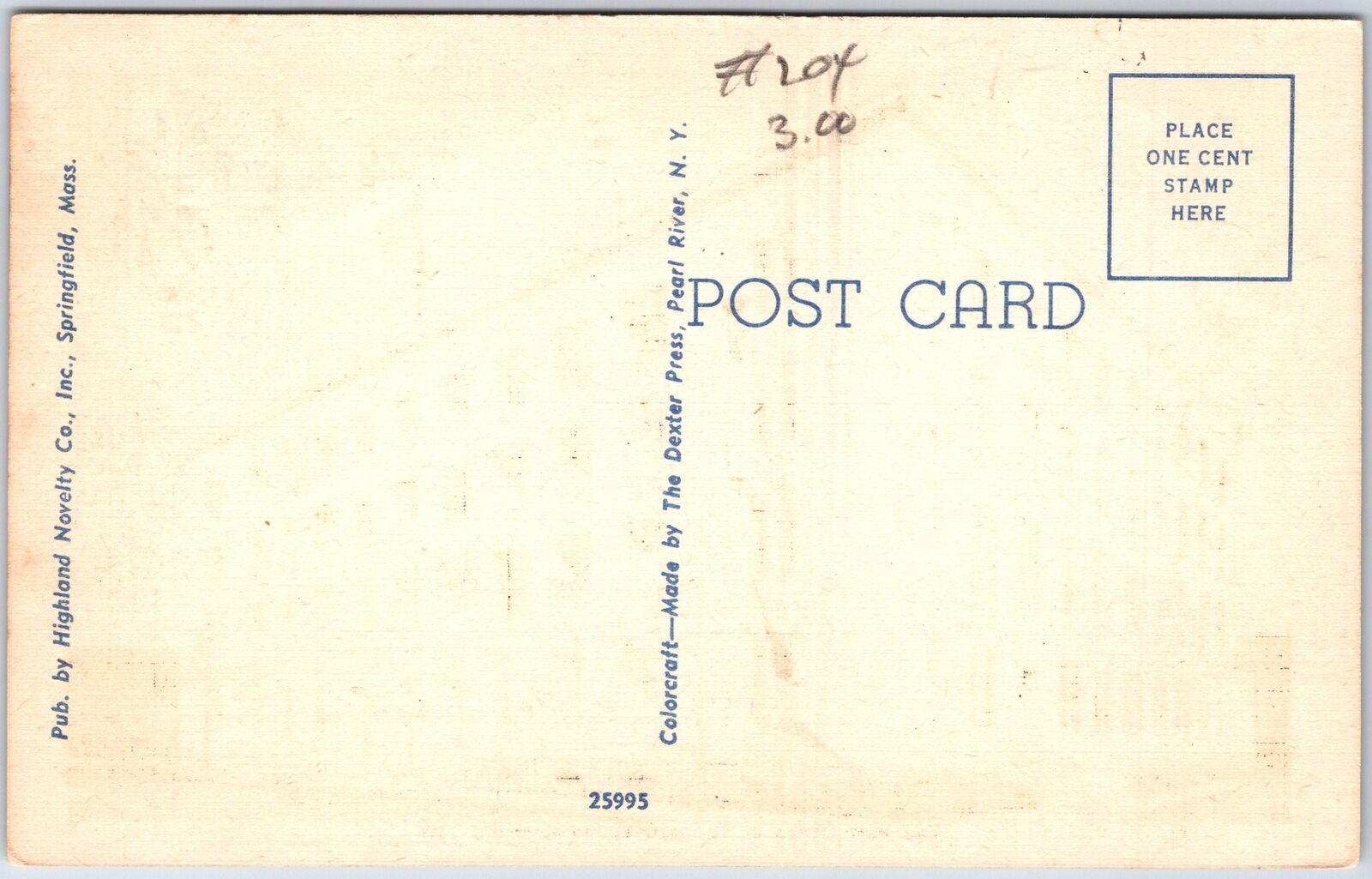 Vintage Postcard the Post Office at Springfield Massachusetts C. 1930s ...